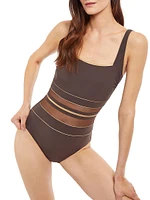 Onyx Mesh-Paneled One-Piece Swimsuit