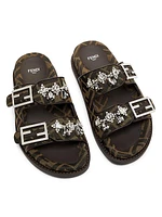 Fendi Feel Crystal-Embellished Monogram Sandals