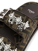 Fendi Feel Crystal-Embellished Monogram Sandals