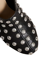 Apollo Leather Studded Wedge Mules