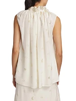 Pleated Sleeveless Metallic Top