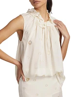 Pleated Sleeveless Metallic Top