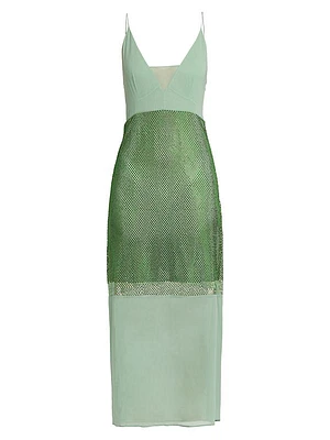 Hotfix Crystal Mesh Midi-Dress