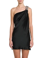 Falabella Crystal-Embellished One-Shoulder Minidress