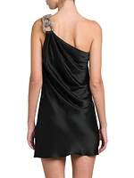 Falabella Crystal-Embellished One-Shoulder Minidress