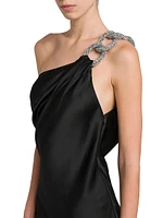 Falabella Crystal-Embellished One-Shoulder Minidress