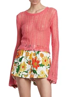 Open-Knit Long-Sleeve Sweater