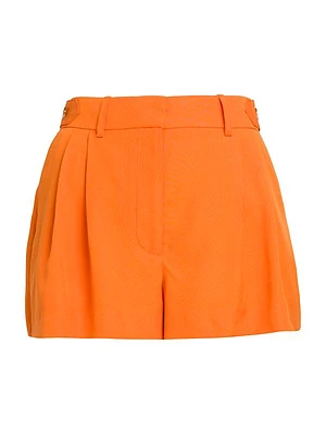 Tailored Pleated Mid-Rise Shorts