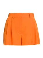 Tailored Pleated Mid-Rise Shorts