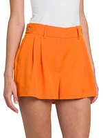 Tailored Pleated Mid-Rise Shorts