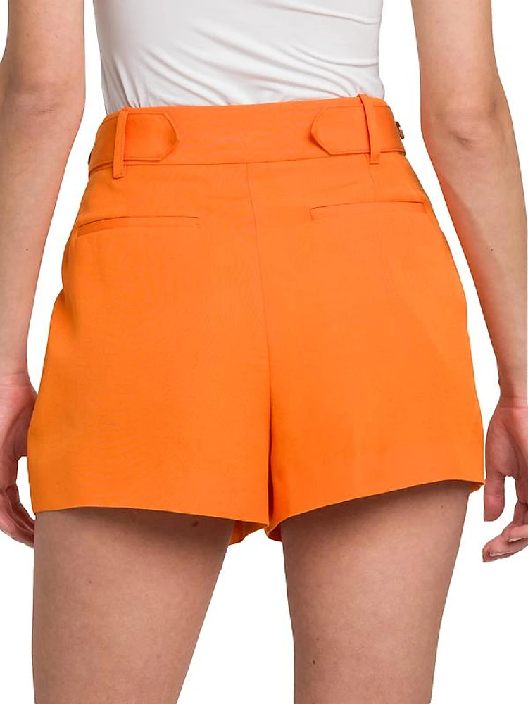 Tailored Pleated Mid-Rise Shorts