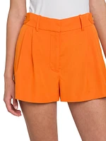 Tailored Pleated Mid-Rise Shorts