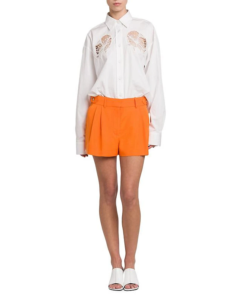 Tailored Pleated Mid-Rise Shorts