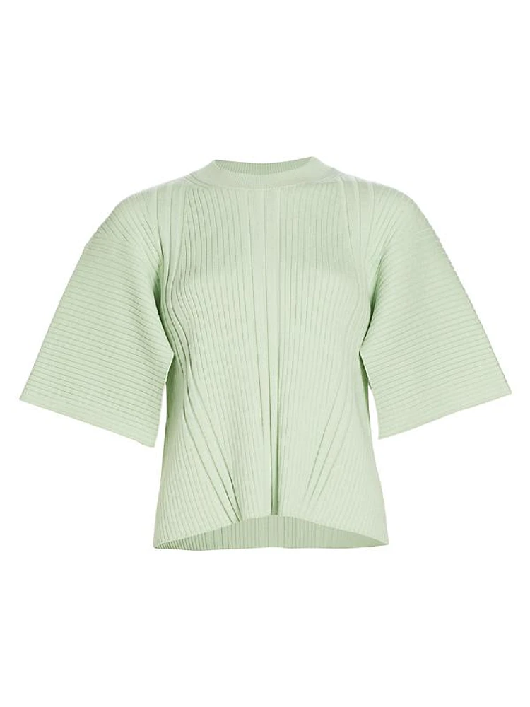 Mouline Wool-Blend Rib-Knit Blouse