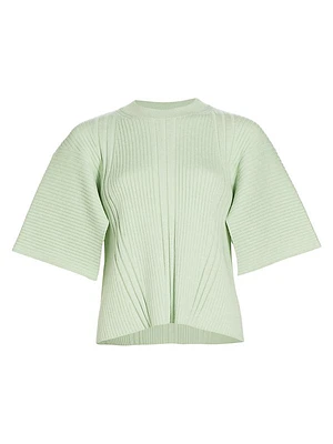 Mouline Wool-Blend Rib-Knit Blouse