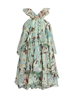 Garden-Print Silk Minidress