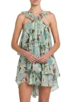 Garden-Print Silk Minidress