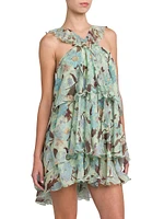 Garden-Print Silk Minidress