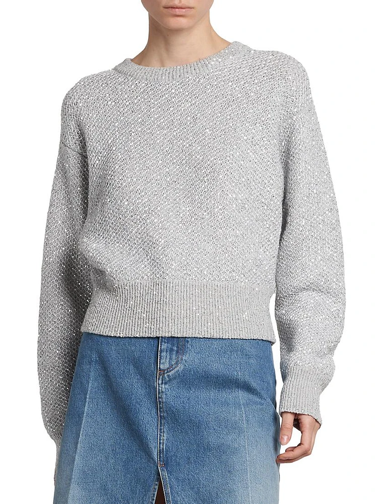 Sequined Wool-Blend Sweater