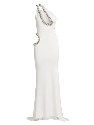 Rope Cut-Out One-Shoulder Gown