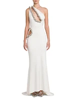 Rope Cut-Out One-Shoulder Gown