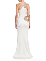 Rope Cut-Out One-Shoulder Gown