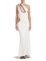 Rope Cut-Out One-Shoulder Gown