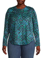 Plus Size Ocean Dot Stretch Cotton Top