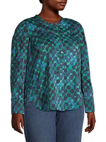 Plus Size Ocean Dot Stretch Cotton Top