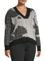 Deep Dive Dusk Cotton-Blend V-Neck Sweater