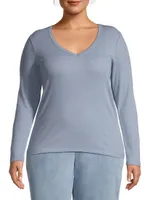 Perfect Knit Cotton-Blend V-Neck Top