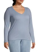 Perfect Knit Cotton-Blend V-Neck Top