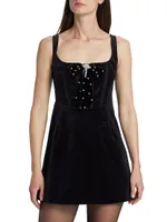 Collins Embellished Velvet Corset Minidress