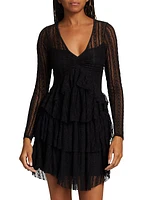 Yana Ruffled Stretch Lace Minidress