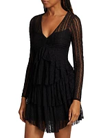 Yana Ruffled Stretch Lace Minidress