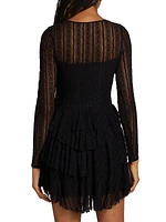 Yana Ruffled Stretch Lace Minidress