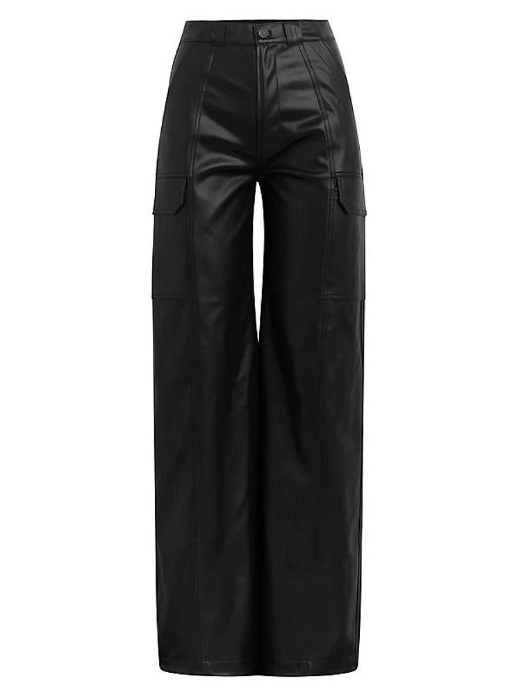 Faux Leather Cargo Pants