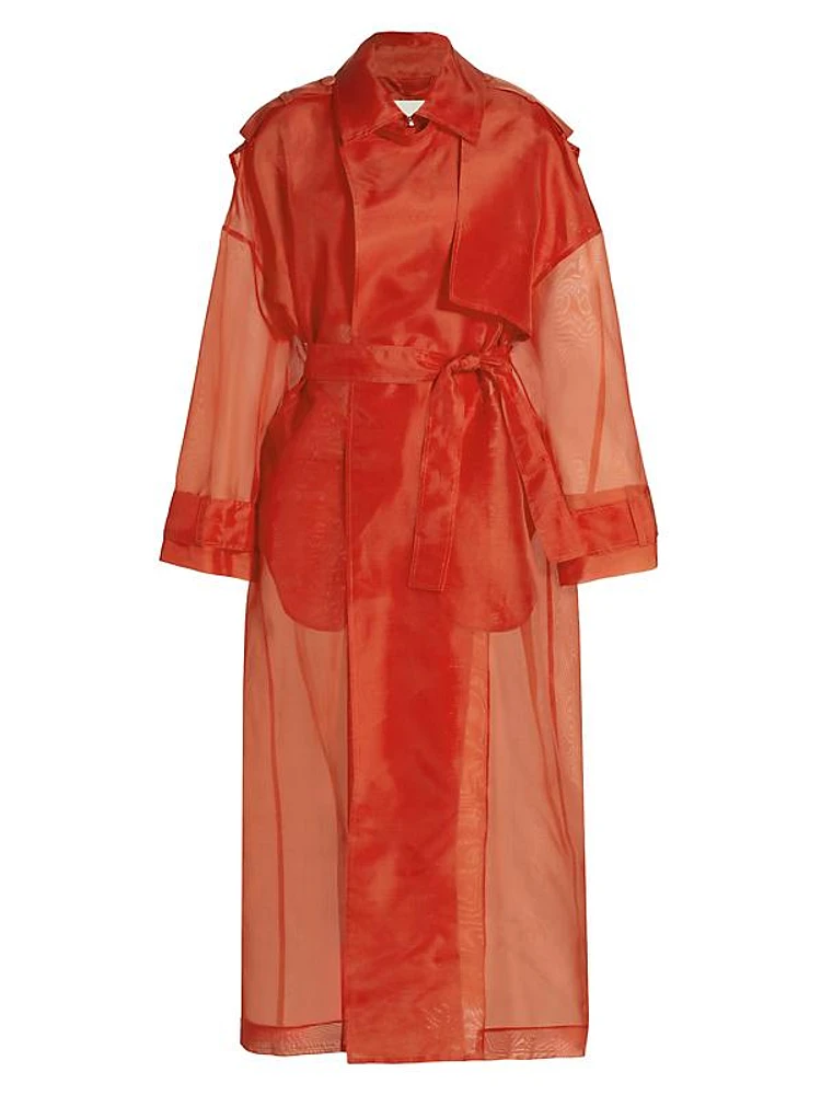 Silk Organza Belted Trench Coat