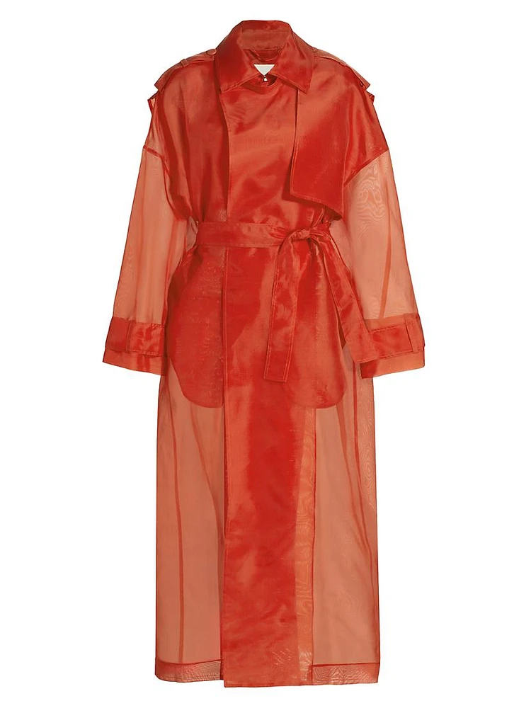 Silk Organza Belted Trench Coat