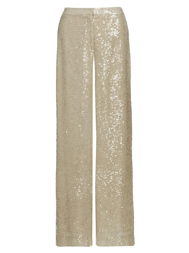 Sequined Wide-Leg Trousers