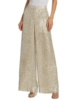 Sequined Wide-Leg Trousers