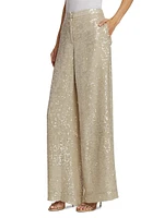 Sequined Wide-Leg Trousers