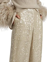 Sequined Wide-Leg Trousers