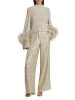 Sequined Wide-Leg Trousers