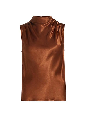 Kaleen Satin Crepe Mockneck Top