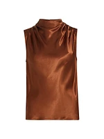 Kaleen Satin Crepe Mockneck Top