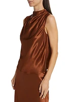 Kaleen Satin Crepe Mockneck Top