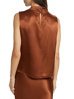 Kaleen Satin Crepe Mockneck Top