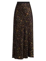Leia Leopard Satin Maxi Skirt