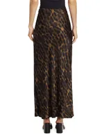 Leia Leopard Satin Maxi Skirt